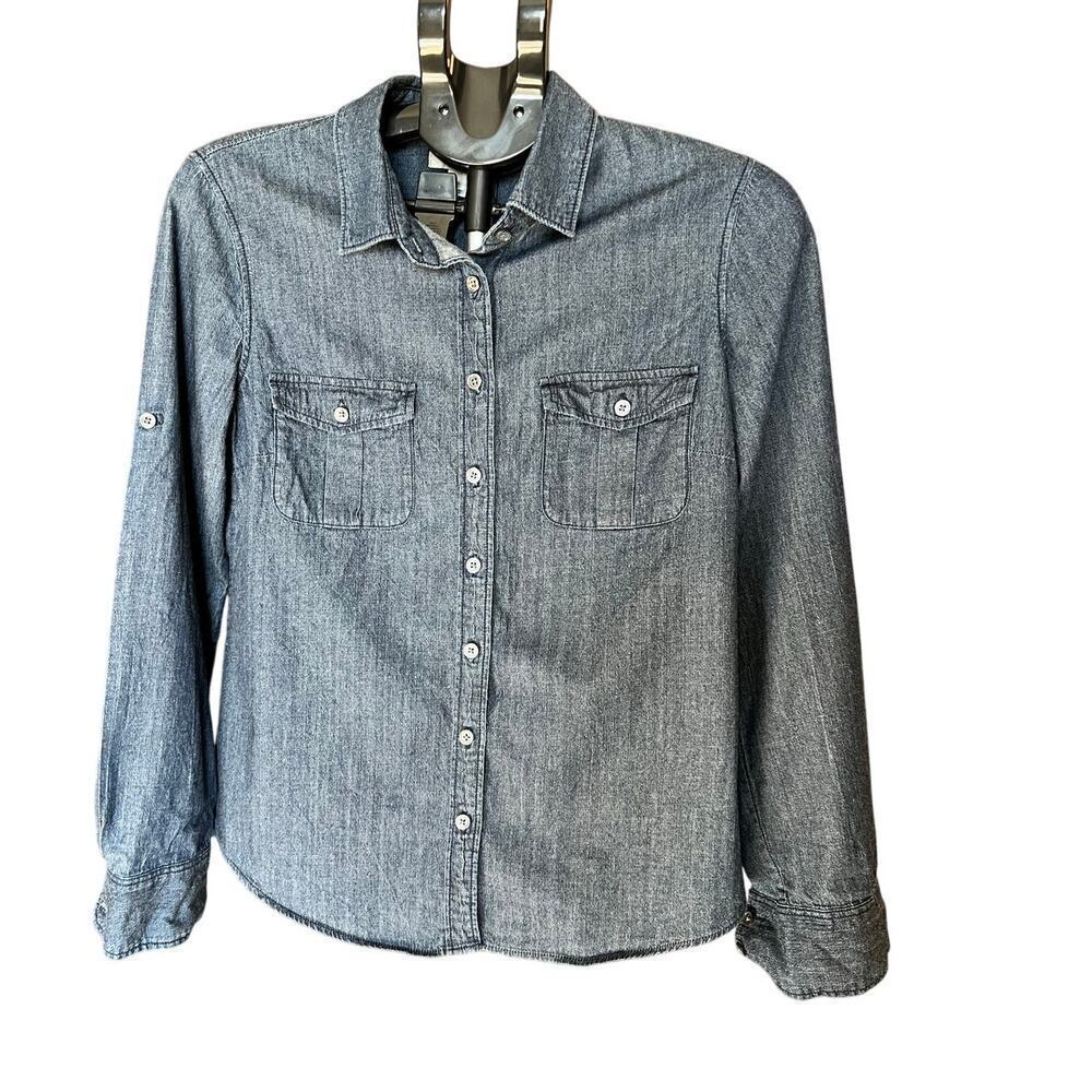 J.CREW Women's Keeper Denim Chambray Shirt, Button Down, Size 6, Classic, Cotton
